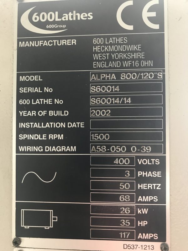 AK Machines Harrison Alpha 800S/120 CNC Lathe