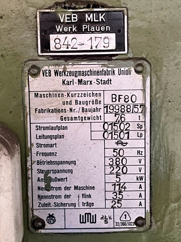 ak machines wmw union bf80 horizontal boring