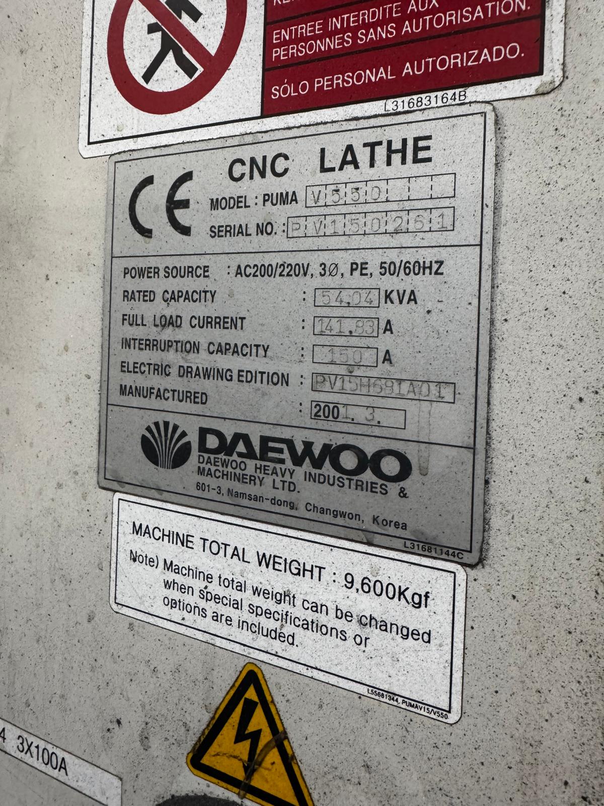 Daewoo V550 CNC VTL - Image 6
